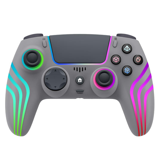 JYELUK Wireless Controller for PS5 - RGB Lighting, Compatible with PS5, Windows PC, Android/iOS, Gray