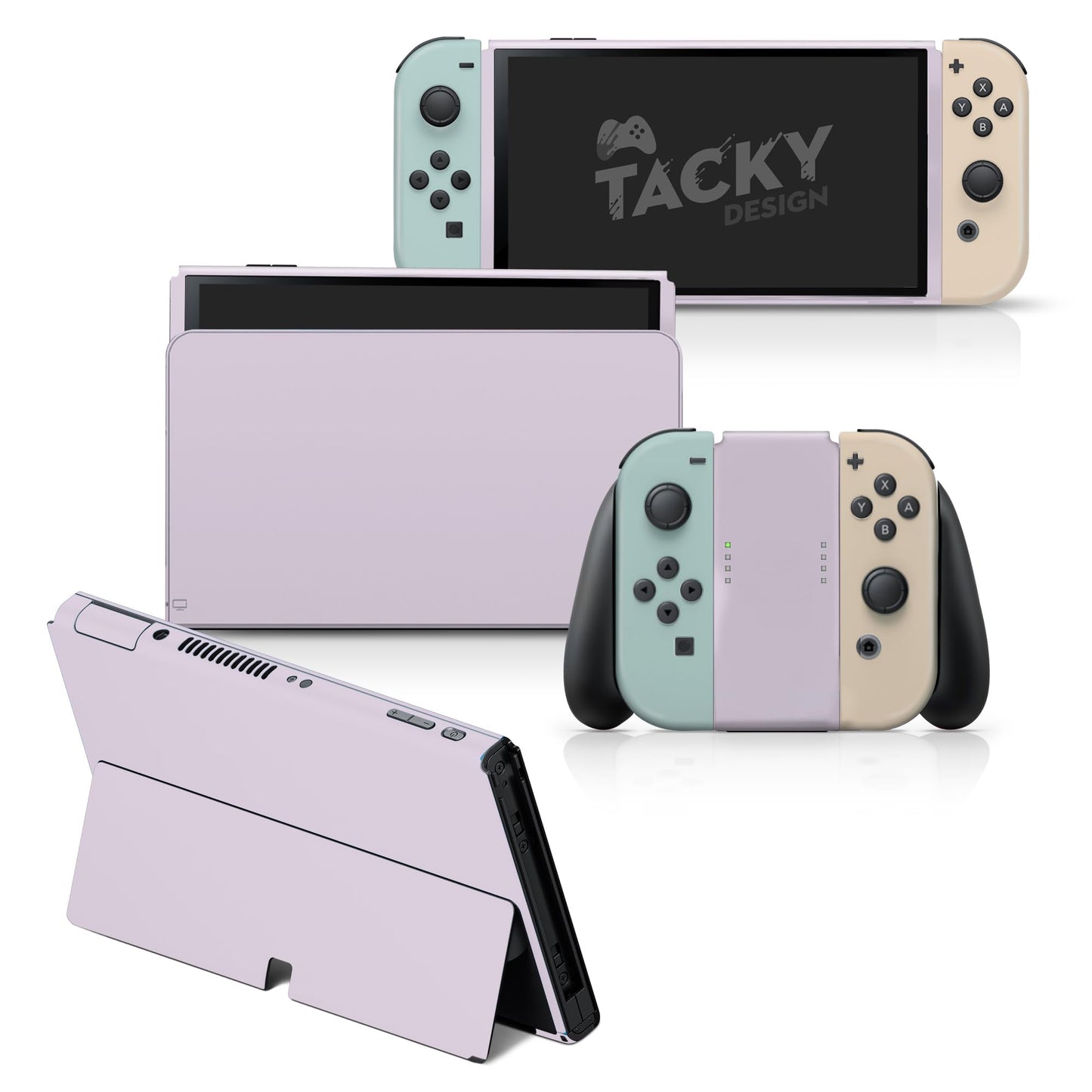 Tacky Design Color Blocking Skin Compatible with Nintendo Switch OLED Skin Wrap Cover  Colorwave for Switch OLED Stickers  Premium 3M Vinyl (Pastel Purple & Mint  Nintendo Switch OLED)