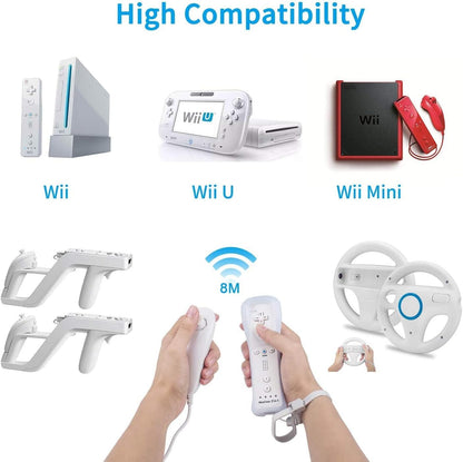 TechKen Wii Remote Controller Set - 2 Remotes with Motion Sensor Plus & 2 Nunchucks - Black & White