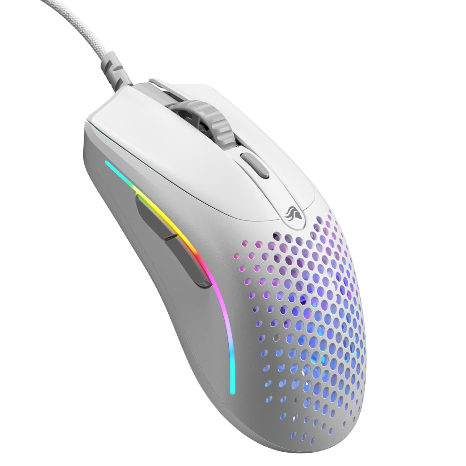 Glorious Gaming - Superlight Wired PC Gaming Mouse with Honeycomb Shell  6 Programmable Buttons  RGB Lighting & PTFE Skates - Model O 2 Mini  Matte White