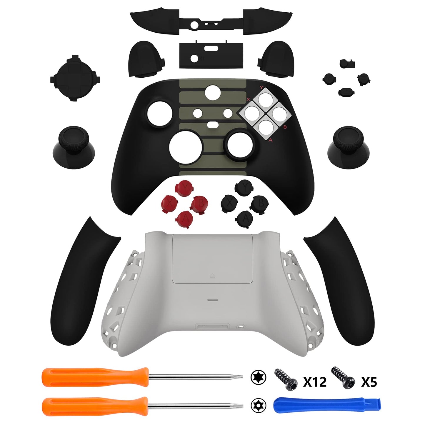 eXtremeRate Xbox Series X & S Controller Shell Set - NES Style Replacement Side Rails, Grips, Front & Back Plates, Model QX3T1001