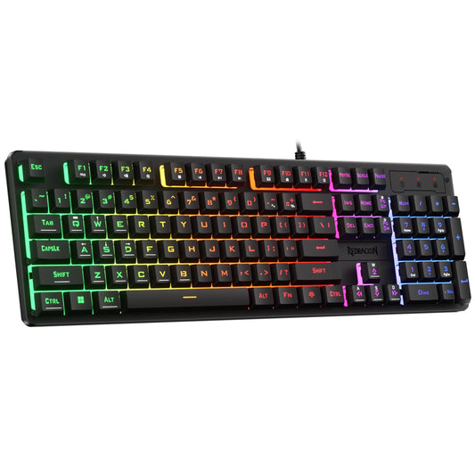 Redragon K521 Upgrade Rainbow LED Gaming Keyboard  104 Keys Wired Mechanical Feeling Keyboard with Multimedia Keys  One-Touch Backlit  Anti-Ghosting  Compatible with PC  Mac  PS4/5  Xbox