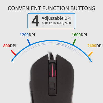 IULONEE USB Type C Wired Silent Mouse, Ergonomic 2400 DPI, 7 LED Backlight, Type-C Black for Windows PC, Laptop, MacBook