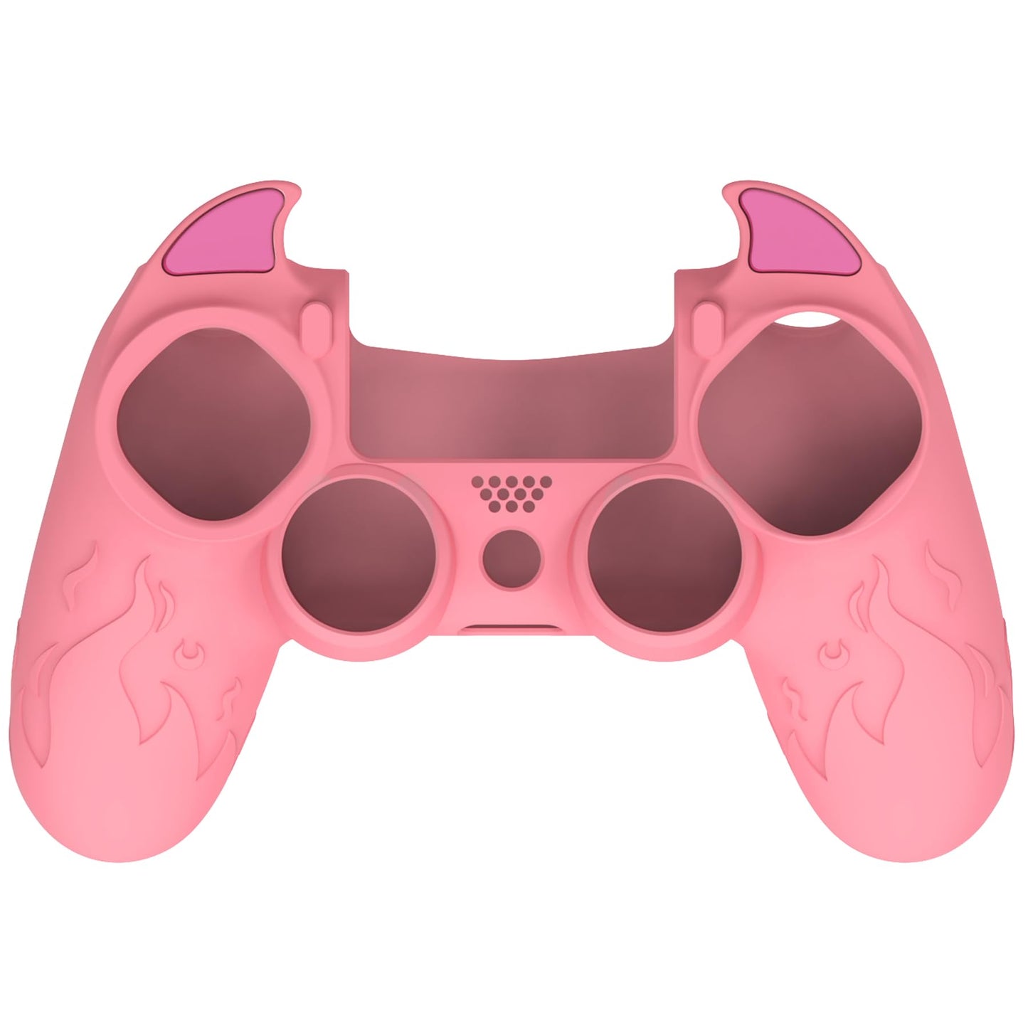 PlayVital PS4 Cute Demon Controller Skin - Pink Silicone Anti-Slip Cover with Thumb Grips, Model BRJP4P003, Compatible with PS4 Slim/Pro