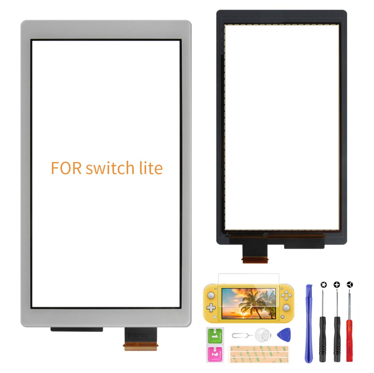 A-MIND Touch Screen Digitizer for Nintendo Switch Lite Only?Front Touch Panel Replacement Parts Repair Set + Tool Repair Kit + Screen Protector (Limited Gray)