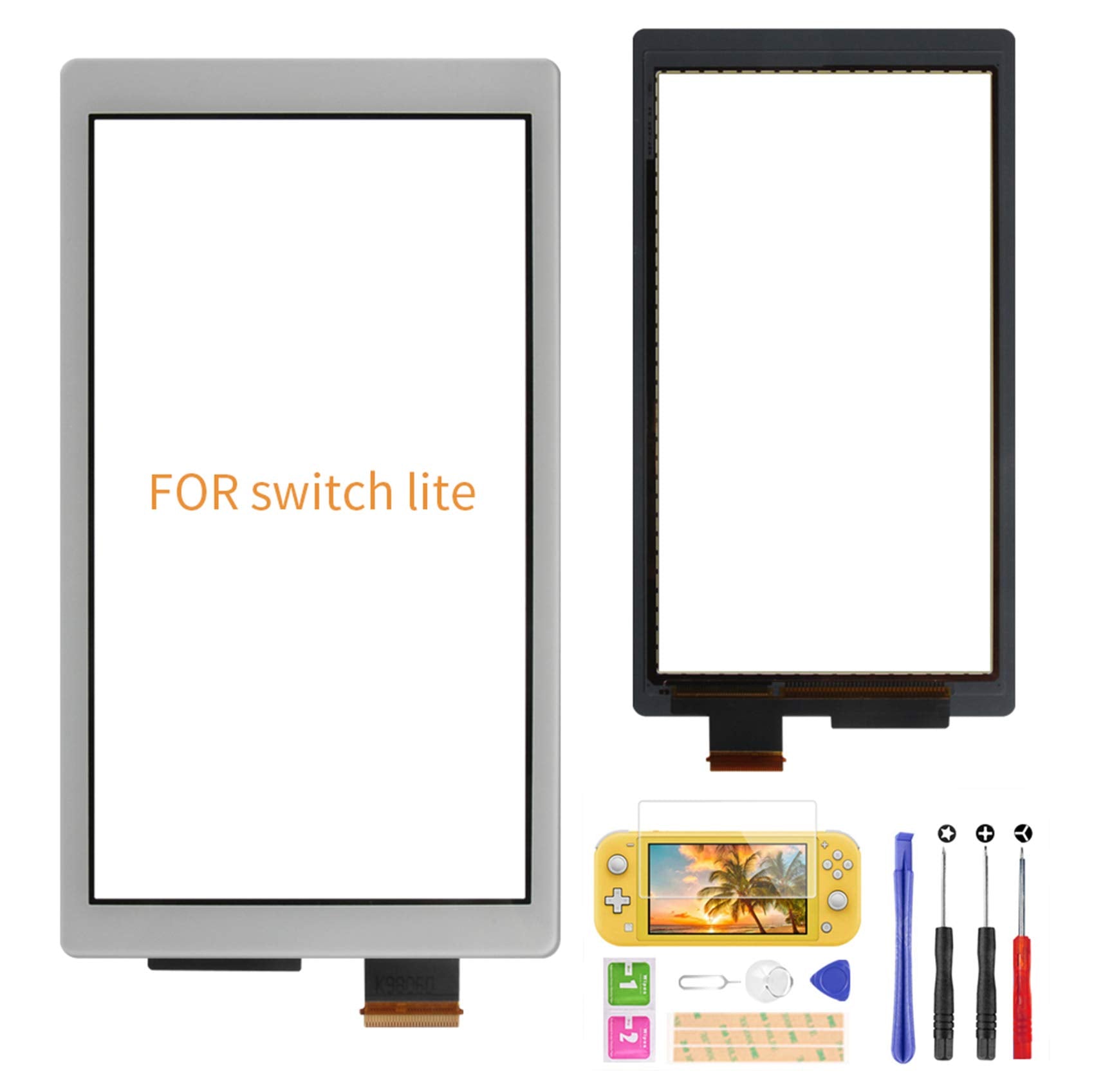 A-MIND Touch Screen Digitizer for Nintendo Switch Lite Only?Front Touch Panel Replacement Parts Repair Set + Tool Repair Kit + Screen Protector (Limited Gray)