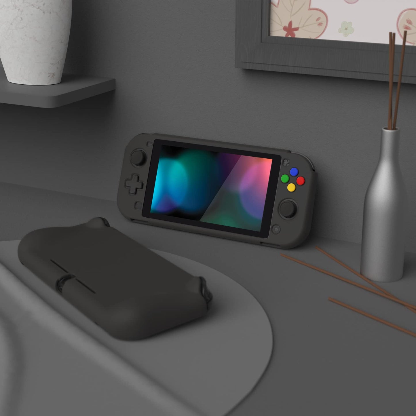 PlayVital Protective Case for Nintendo Switch Lite - Hard Shell, Ergonomic Grip, Screen Protector, Black