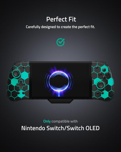 FUNLAB Switch Handheld Controller for Nintendo, Ergonomic Joypad, Customizable with 7 LED Colors, Black-Honeycomb Pattern