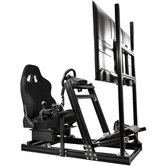 Marada Aluminum Profile Racing Simulator Cockpit With Monitor Stand Fit For Fanatec/Thrustmaster T818/Moza/Logitech G923 G920 GPro Stable Driving Cockpit With Black Seat Not Included Wheel and Pedal