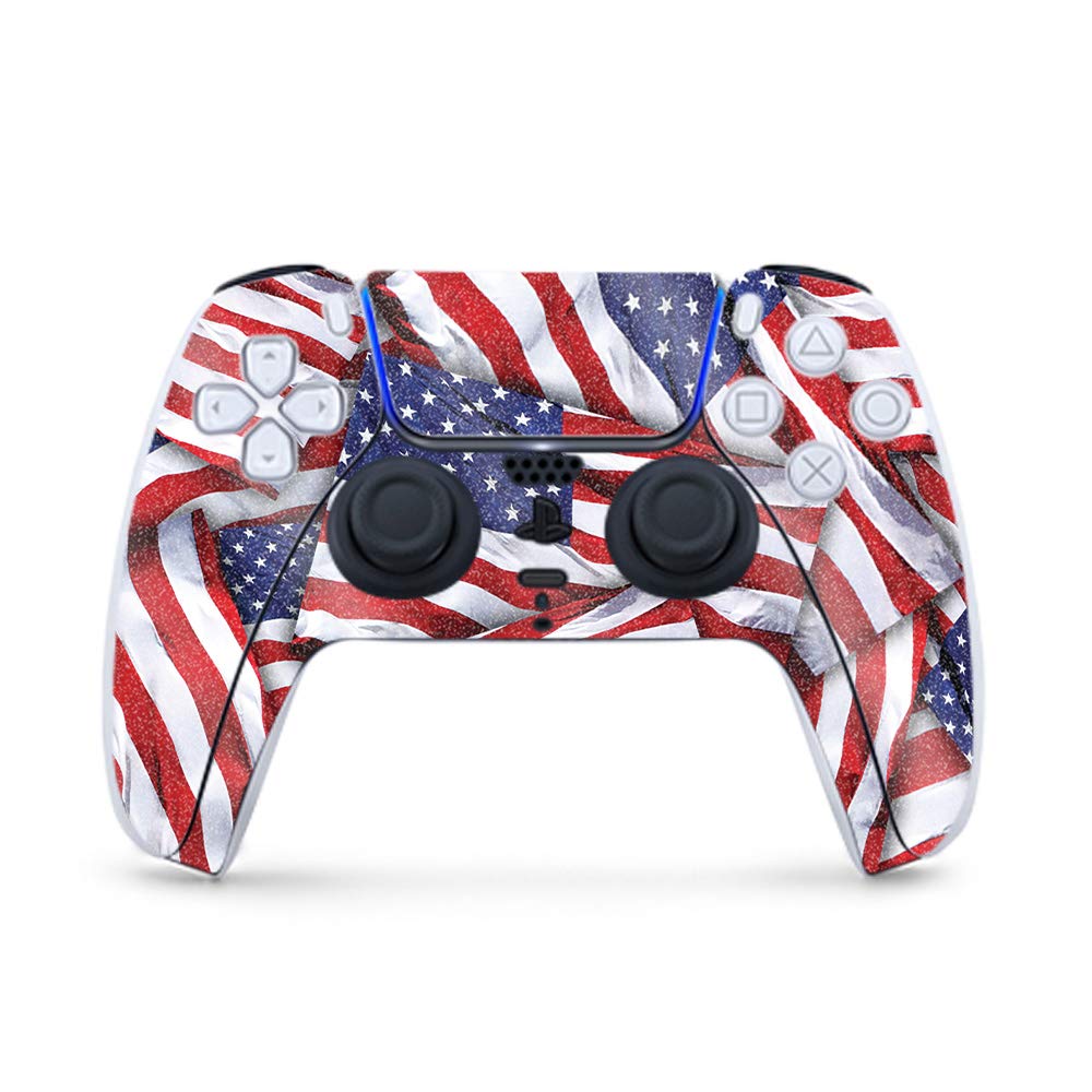 MightySkins Glossy Glitter Gaming Skin for PS5 / PlayStation 5 Controller - Patriot | Durable High-Gloss Glitter Finish | Easy to Apply and Change Style | Made in The USA