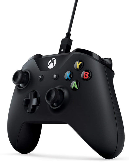 Xbox Wireless Controller with Cable for Windows, Model 4N6-00001, Black, Plastic Material
