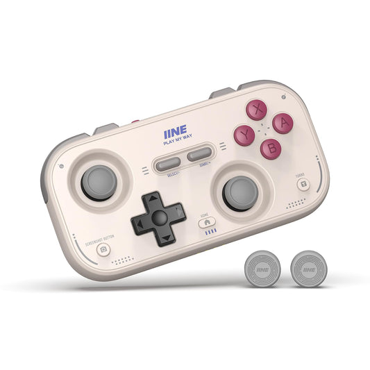IINE Retro Pocket Game Controller with Hall Effect Joysticks  Switch 1 & 2 Compatible  Wireless Gamepad for Steam Deck  PC  Android  iOS  Customizable D-Pad  Vibration & Motion Control (Grey)