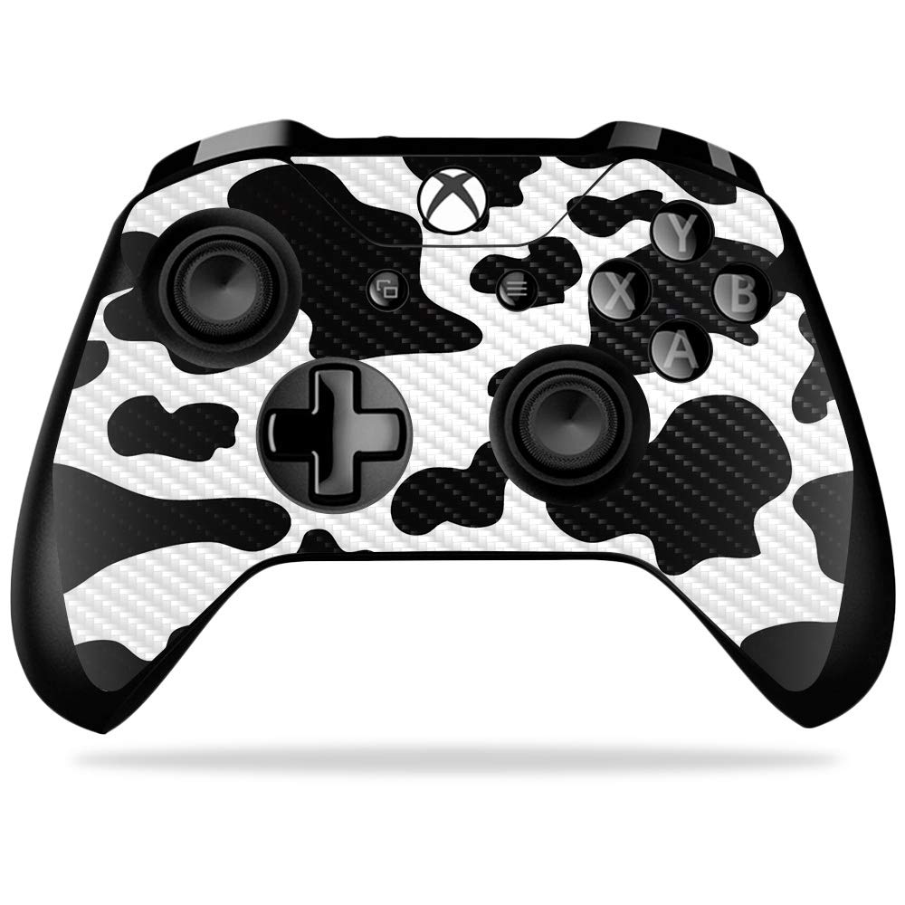 MightySkins Carbon Fiber Skin for Microsoft Xbox One X Controller - Cow Print | Protective  Durable Textured Carbon Fiber Finish | Easy to Apply  Remove  and Change Styles | Made in The USA