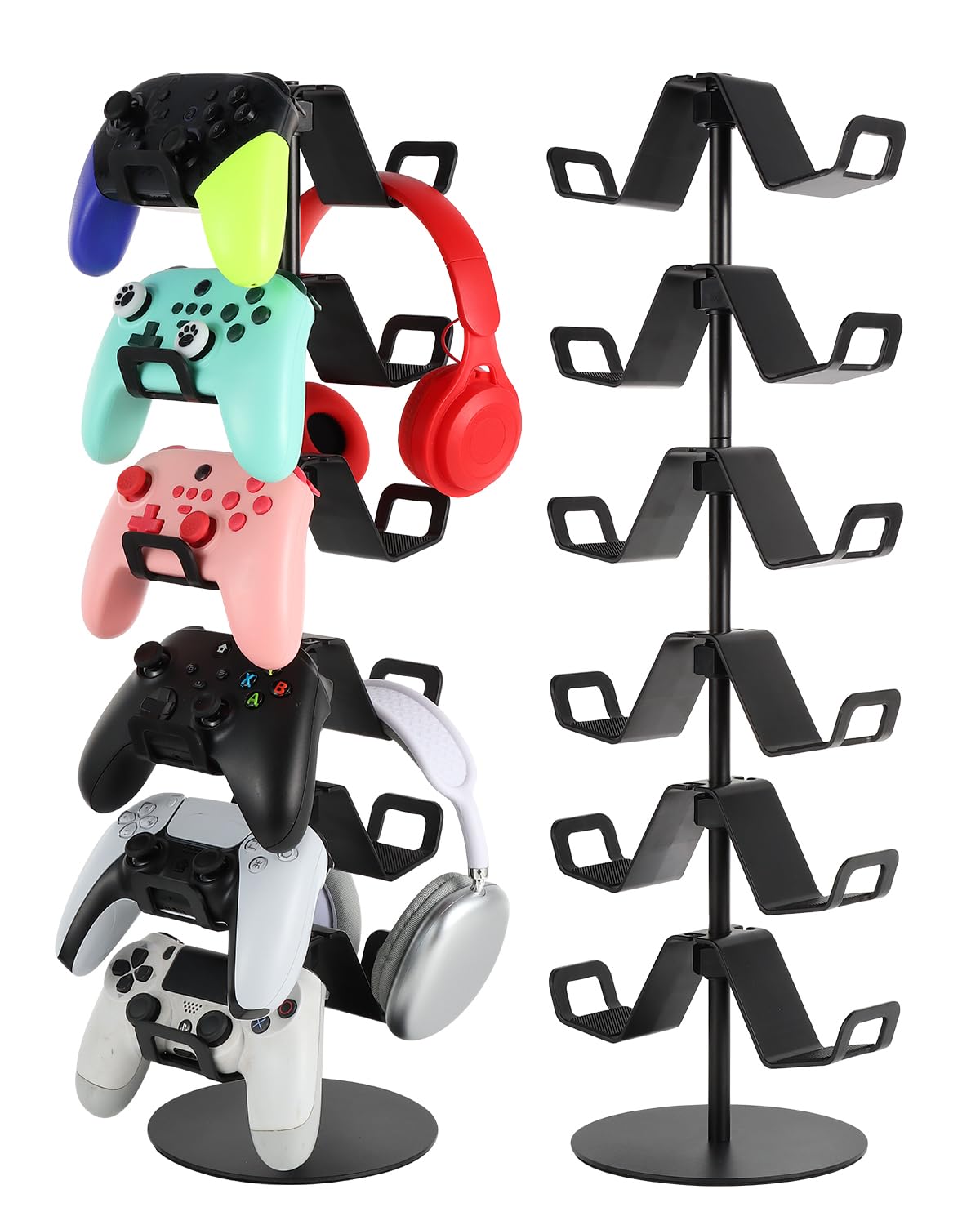 zmgnnd Gamer Gift 6-Tier Controller Headphone Stand Desktop Ideal Gift for Game Lover - Universal Organizer for Controllers and Gaming Headsets Unique Present