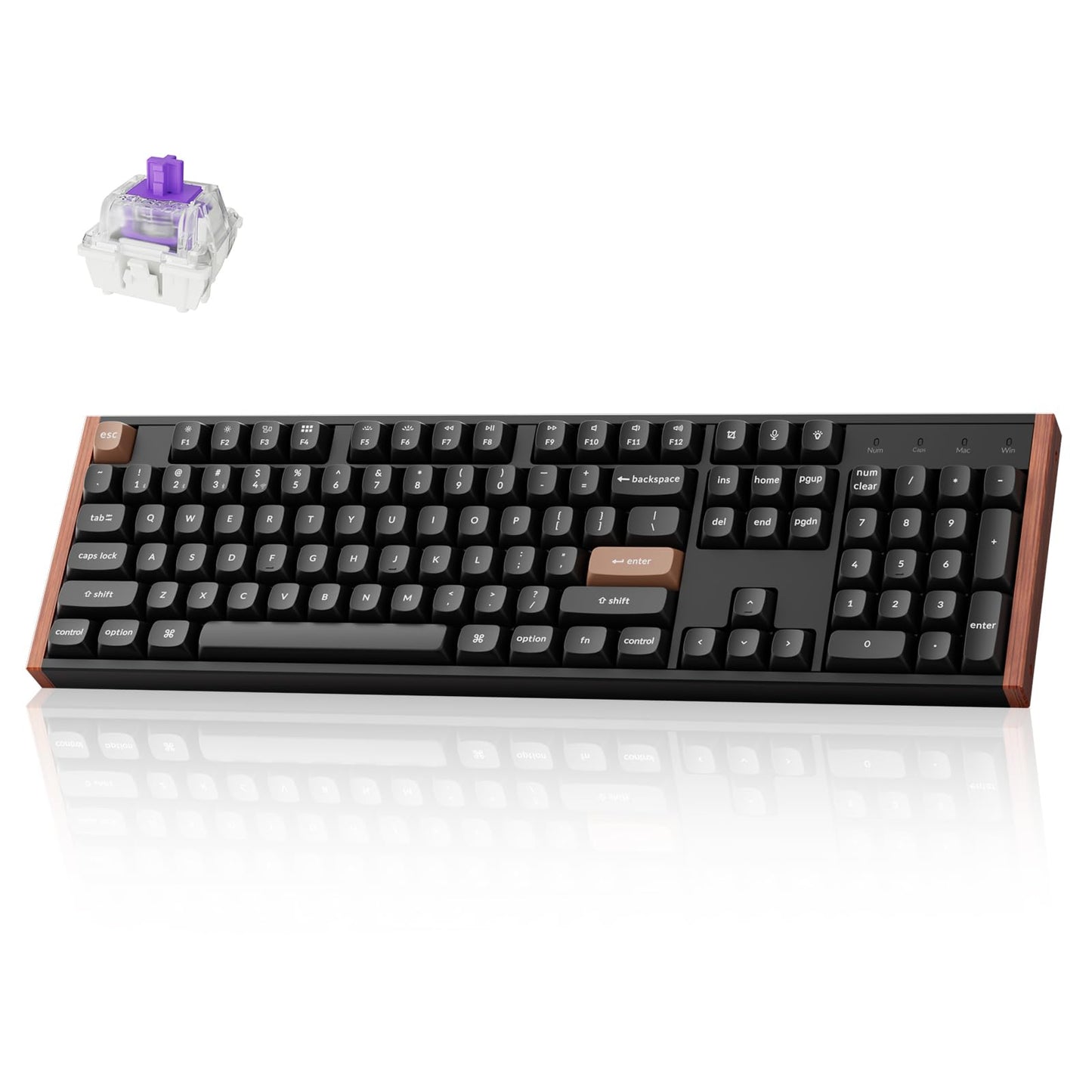 Keychron K10 HE Hall Effect Keyboard Wireless  Magnetic Switch Hot Swappable  Adjustable Actuation Rapid control button Mode with Aluminum + Wood Frame  Full-Size Custom RGB for Mac Windows Linux - Black