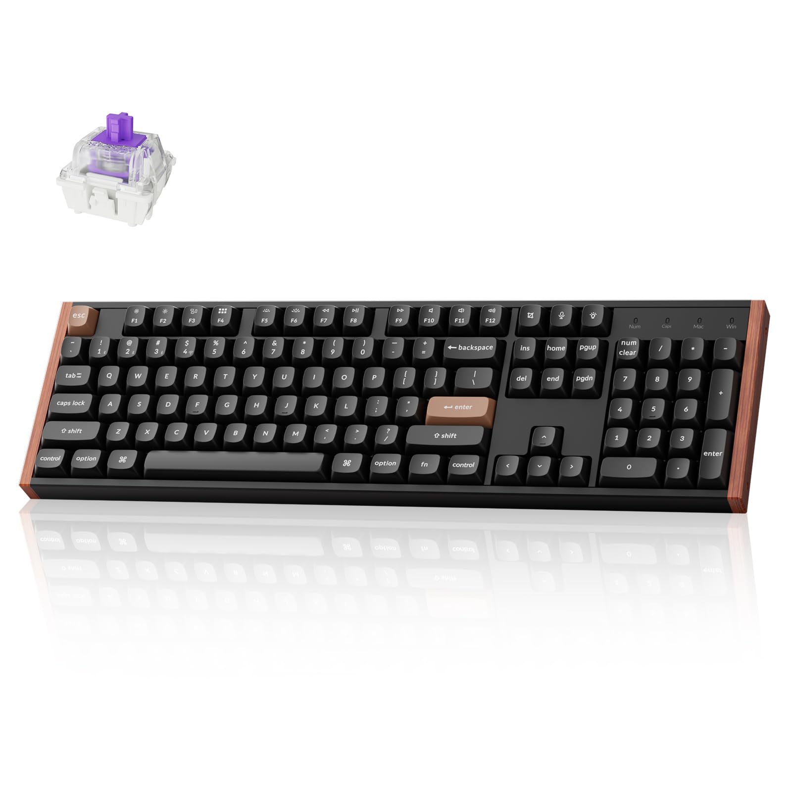 Keychron K10 HE Hall Effect Keyboard Wireless  Magnetic Switch Hot Swappable  Adjustable Actuation Rapid control button Mode with Aluminum + Wood Frame  Full-Size Custom RGB for Mac Windows Linux - Black