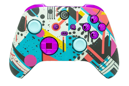 Custom Controllerzz Wireless Controller for Xbox Series X/S, Xbox One & PC - Retro Abstract & Purple Chrome Inserts