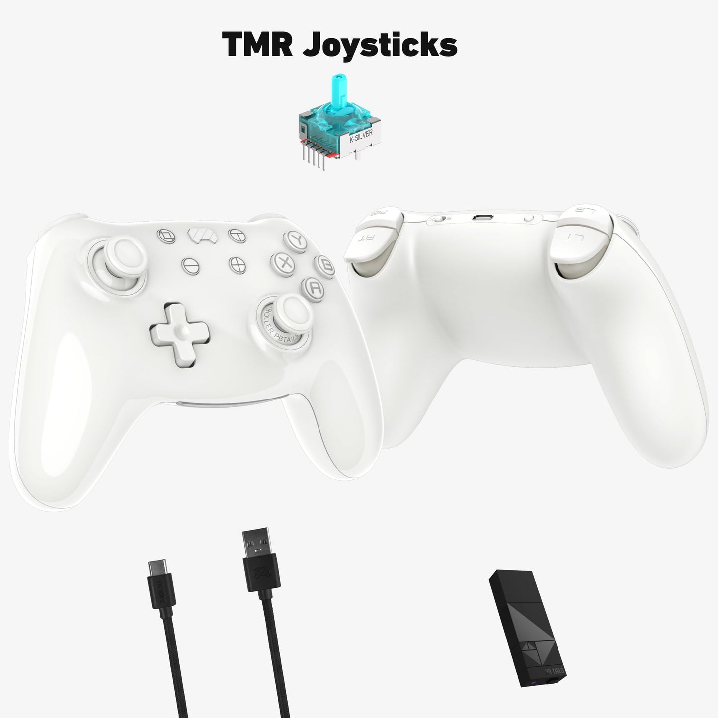 PB TAILS CRUSH Switch Controller with TMR Joysticks  Hall Effect Trigger  1000Hz Polling Rate  3-Mode Wireless for Switch/Switch 2/PC/Steam/iOS/Android  RGB Gaming Pad