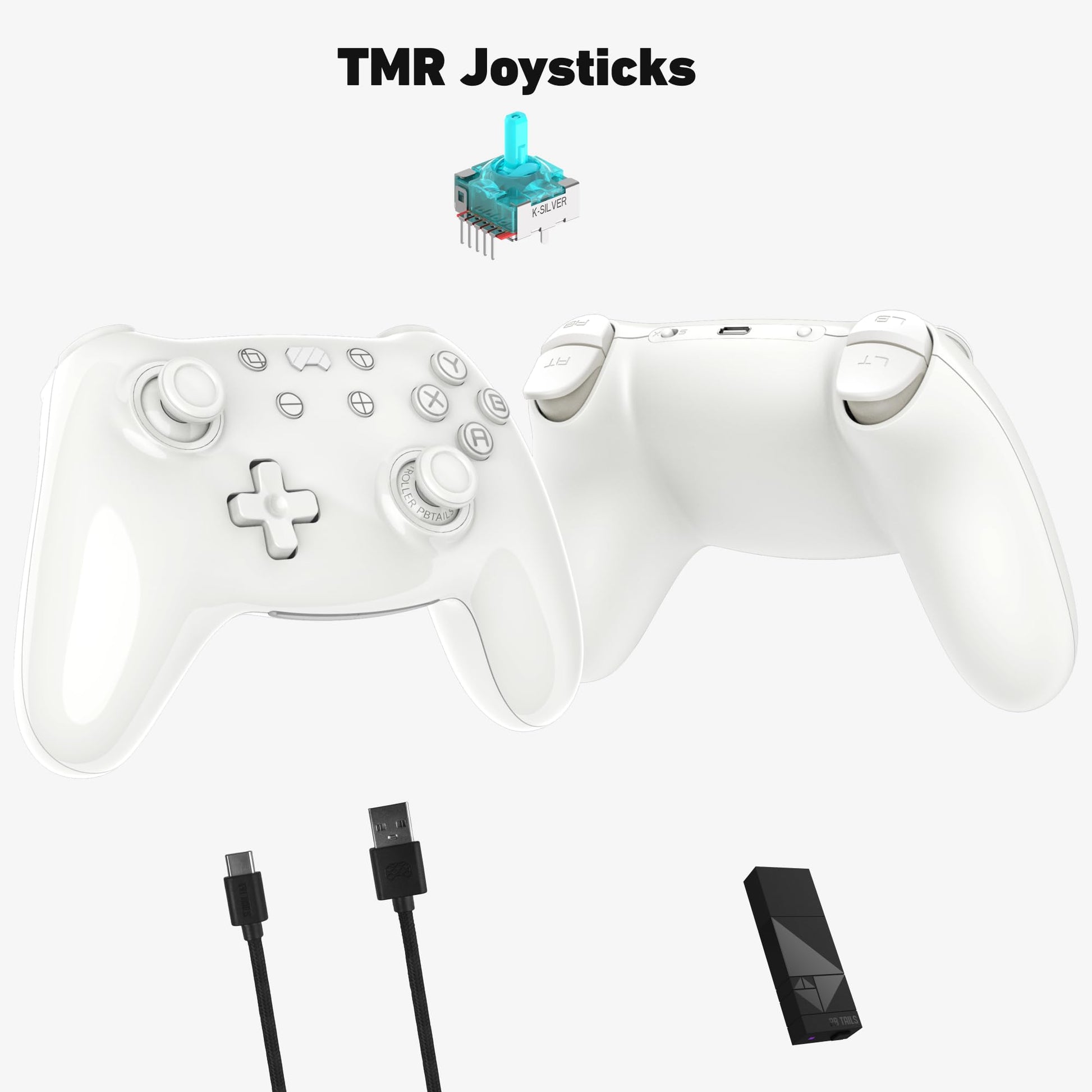 PB TAILS CRUSH Switch Controller with TMR Joysticks  Hall Effect Trigger  1000Hz Polling Rate  3-Mode Wireless for Switch/Switch 2/PC/Steam/iOS/Android  RGB Gaming Pad