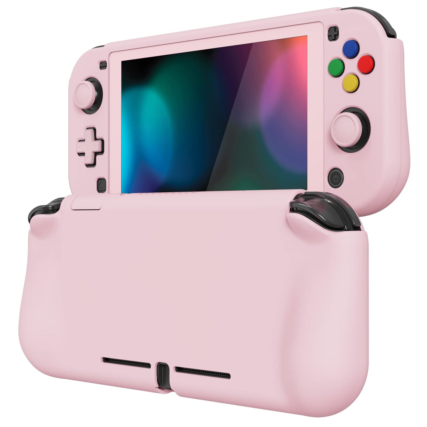 PlayVital ZealProtect Case for Nintendo Switch Lite - Hard Shell, Ergonomic Grip, Screen Protector, Cherry Blossoms Pink