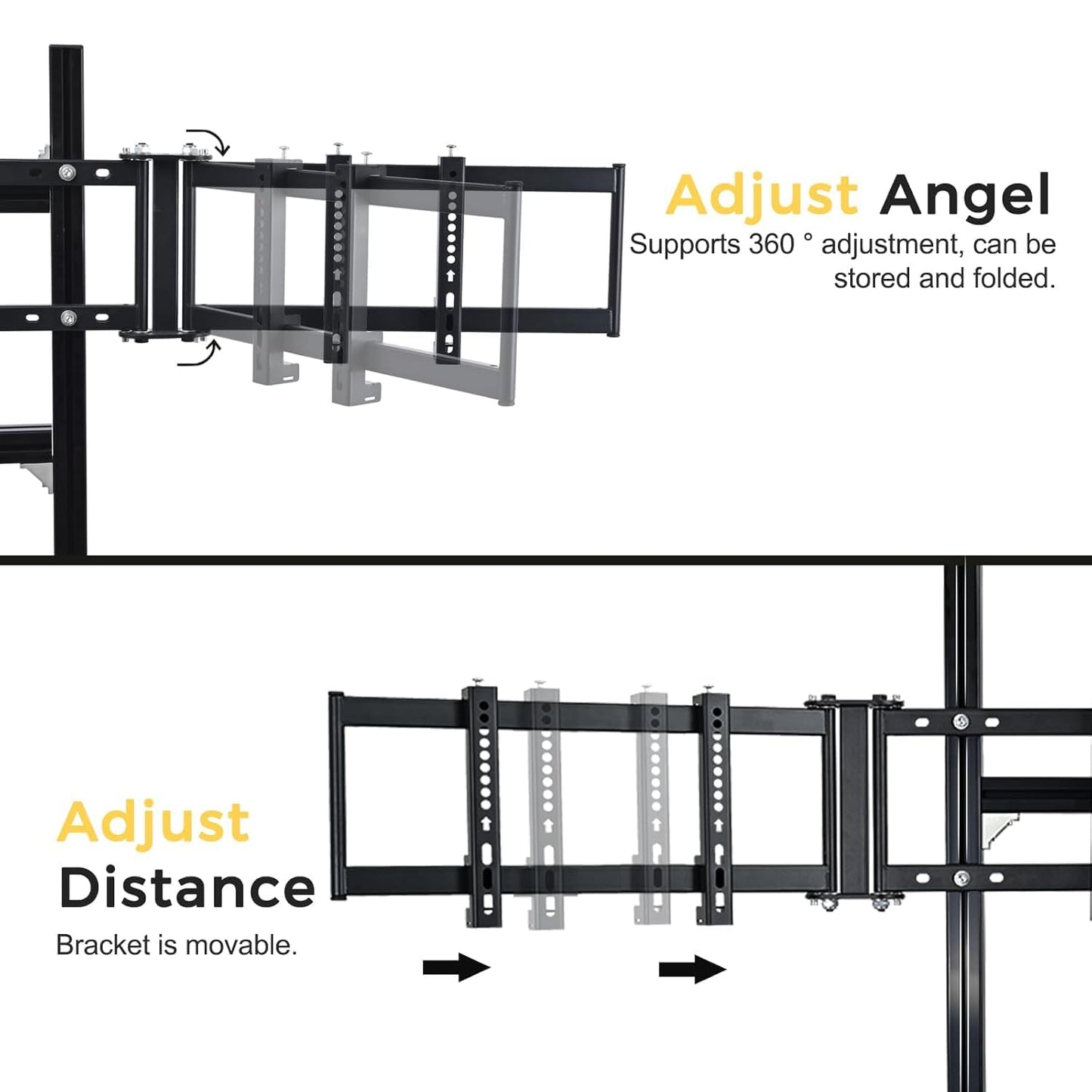 Marada Triple Monitor Stand - Aluminum Profile Cockpit for Racing Simulator - Black