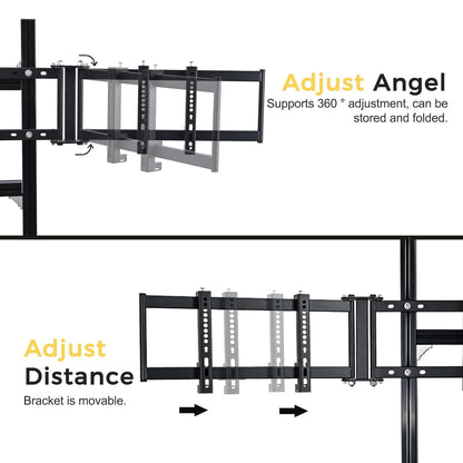 Marada Triple Monitor Stand - Aluminum Profile Cockpit for Racing Simulator - Black