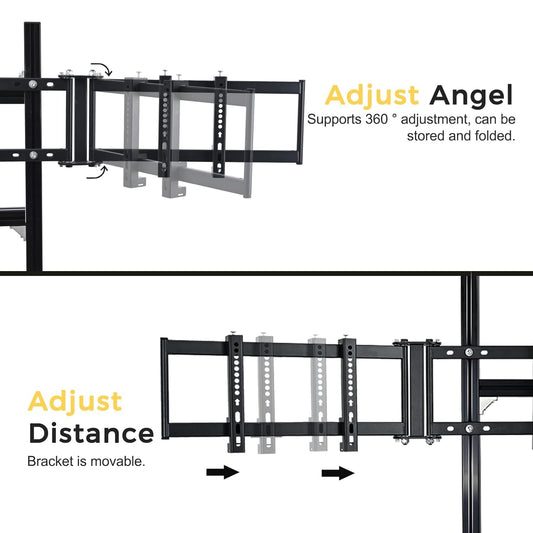 Marada Triple Monitor Stand - Aluminum Profile Cockpit for Racing Simulator - Black
