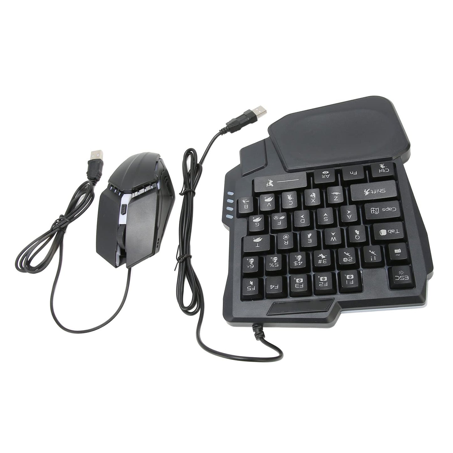 Half Hand Gaming Keyboard and Mouse Combo PUBG Wired Mechanical RGB LED Backlit Half Keyboard 4 in 1 Gaming Mouse Converter for Android iOS Harmony for IOS10.0-13.3
