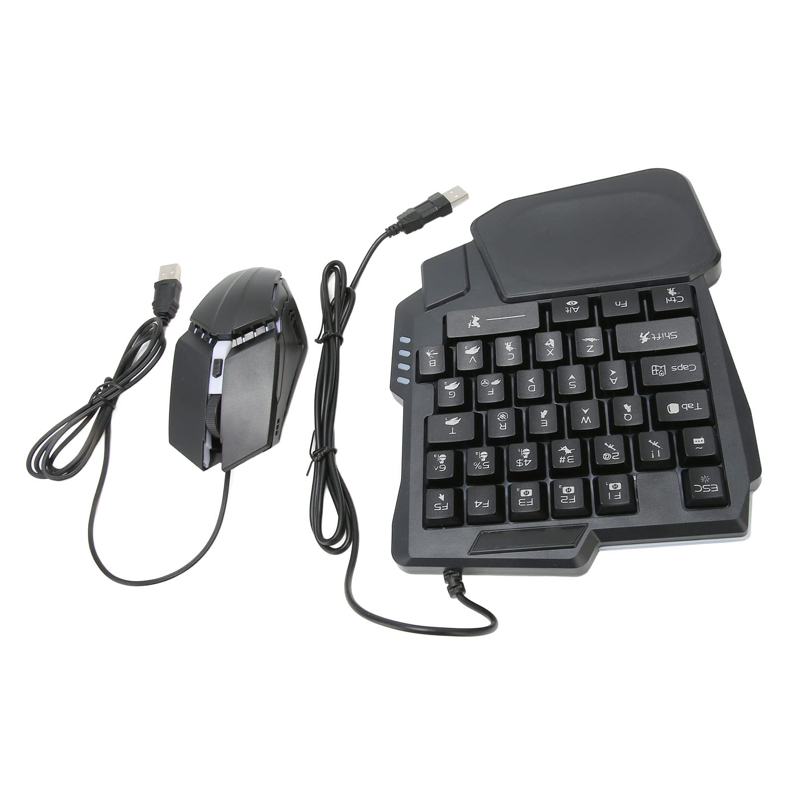 Half Hand Gaming Keyboard and Mouse Combo PUBG Wired Mechanical RGB LED Backlit Half Keyboard 4 in 1 Gaming Mouse Converter for Android iOS Harmony for IOS10.0-13.3