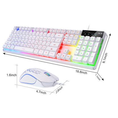 MageGee Gaming Keyboard and Mouse Combo, K1 RGB Backlit, 104 Keys, White for PC/Laptop