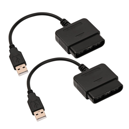 CUENSTOP 2 Packs PS2 to USB Adapter Converter Cable, Compatible with Sony PlayStation 2 PS2 Guitar Controller to PC / PS3 Contro