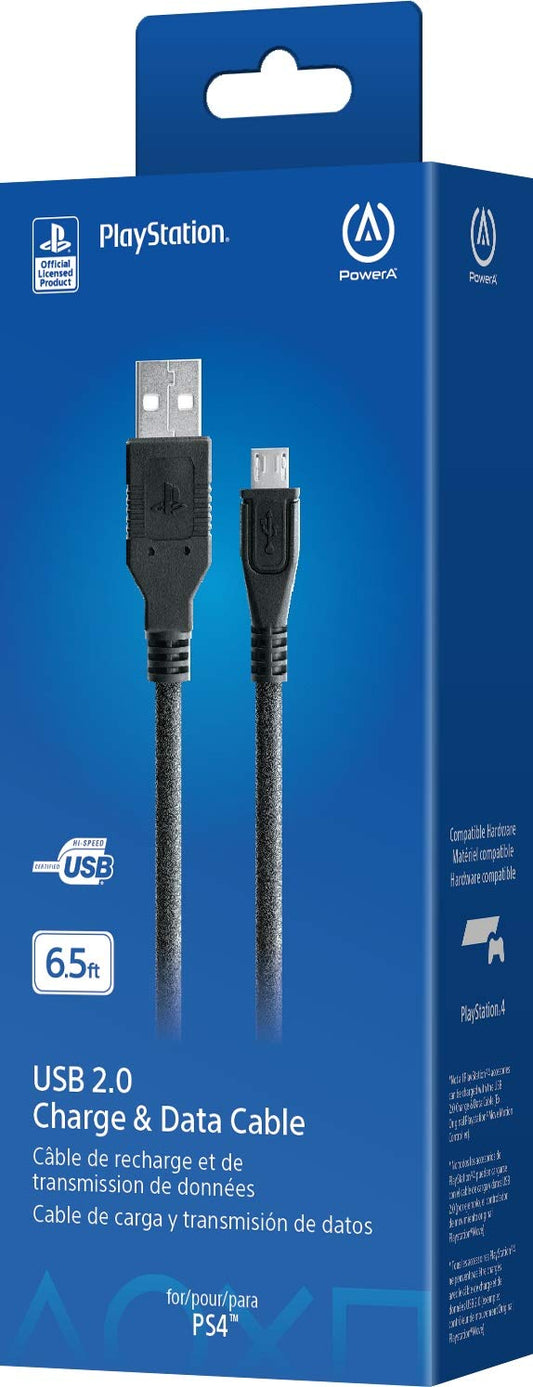 PowerA USB Charging Cable for PlayStation 4 - 6.5ft Length, Reliable USB Cable, Model CPFA122462-02