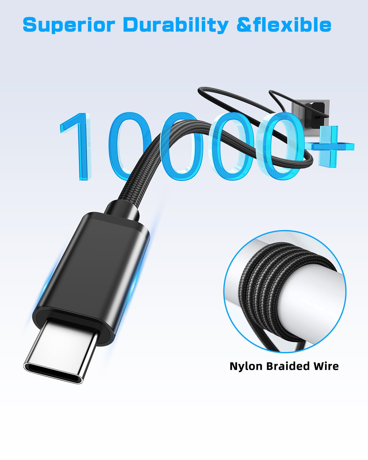 Klipdasse USB C Charger 65W Fast Power Adapter with Foldable Plug for Steam Deck, Switch, PS5, Laptop - Includes 6.5ft Type C to C Cable