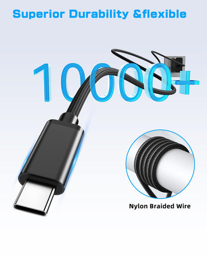 Klipdasse USB C Charger 65W Fast Power Adapter with Foldable Plug for Steam Deck, Switch, PS5, Laptop - Includes 6.5ft Type C to C Cable