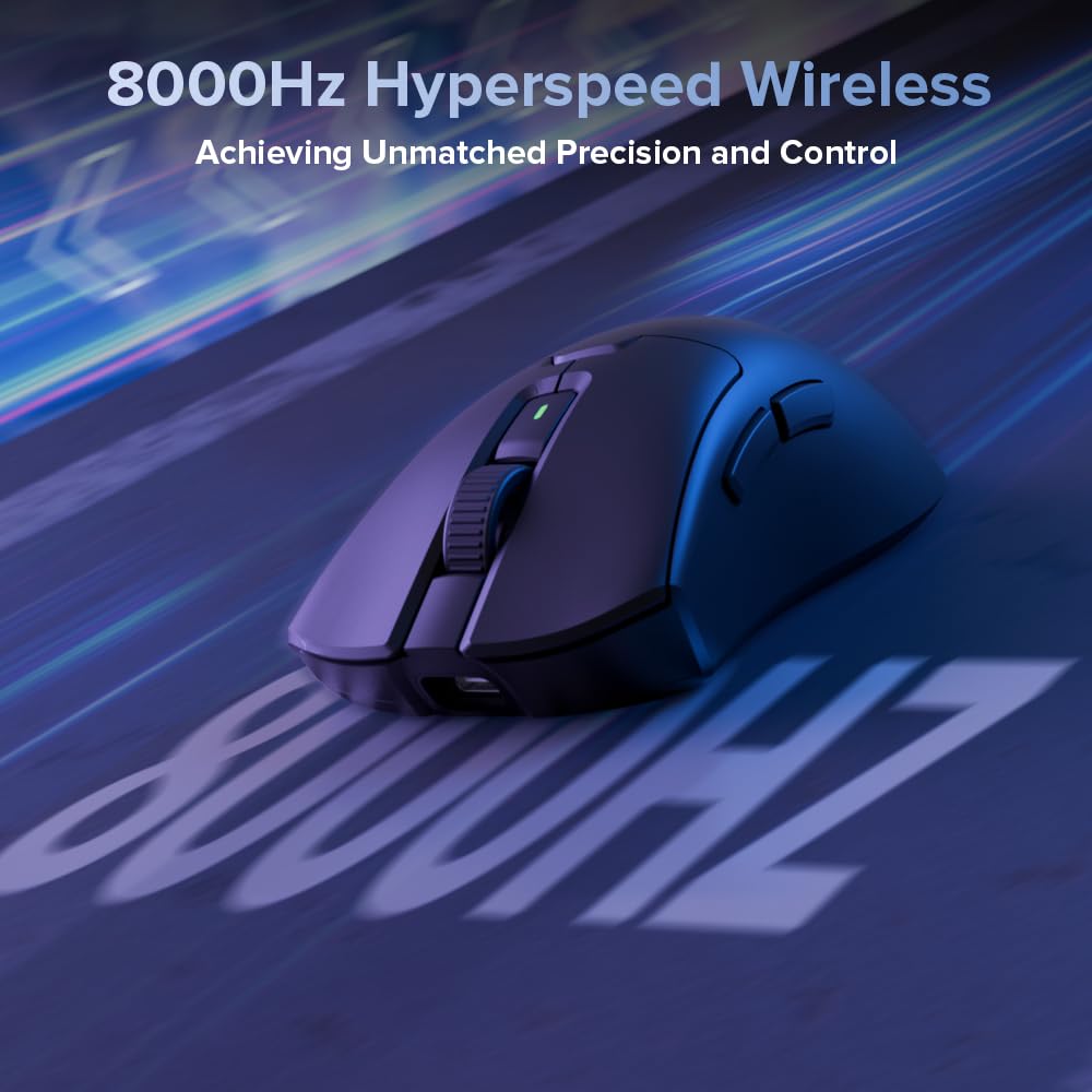 DeLUX M900PRO Wireless Gaming Mouse - 8000Hz, RGB Dock, 63g Ergonomic, PAW3395 Sensor, 26000DPI, Black