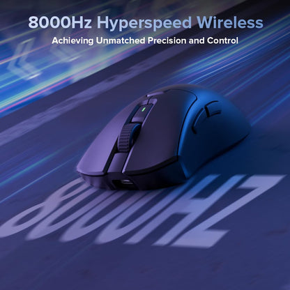 DeLUX M900PRO Wireless Gaming Mouse - 8000Hz, RGB Dock, 63g Ergonomic, PAW3395 Sensor, 26000DPI, Black