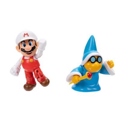 Super Mario 4" Action Figure 2 Pack - Fire Mario Vs. Magikoopa, Model 410634, 2 Piece Assortment