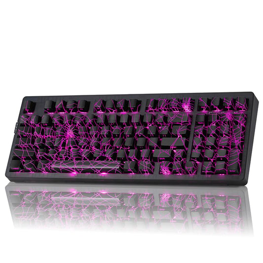 ZORNHER ZH980 Mechanical Keyboard Wireless 95% Creamy Keyboard with Number Pad Gaming Keyboard with Number Pad Shine Through Spider Web PC Creamy Sounding Linear Switches Full Size
