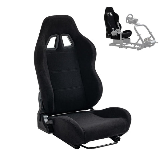Supllueer Racing Seat - Adjustable Cloth Gaming Seat with Double Locking Slides, Black, Fits Most Racing Simulator Cockpits