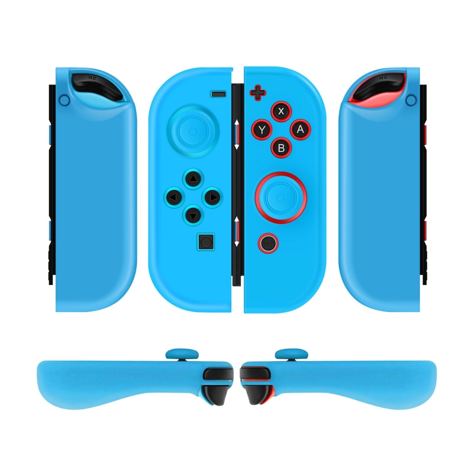 TNP Joycon Case for Nintendo Switch - Silicone Joy Con Case for Nintendo Switch & Switch Oled - Protective Switch Controller Case Cover with Thumb Grip Caps for Nintendo Switch Joycon (Neon Blue)