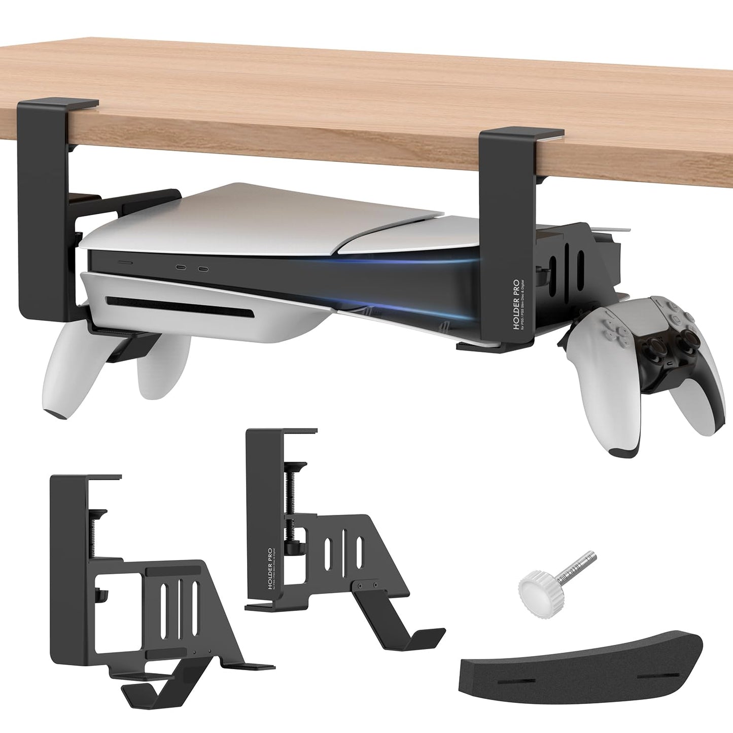 JUSPRO PS5 Under Desk Mount Holder Accessories Compaitble with PS5 Pro/Slim/Disc & Digital Edition Console