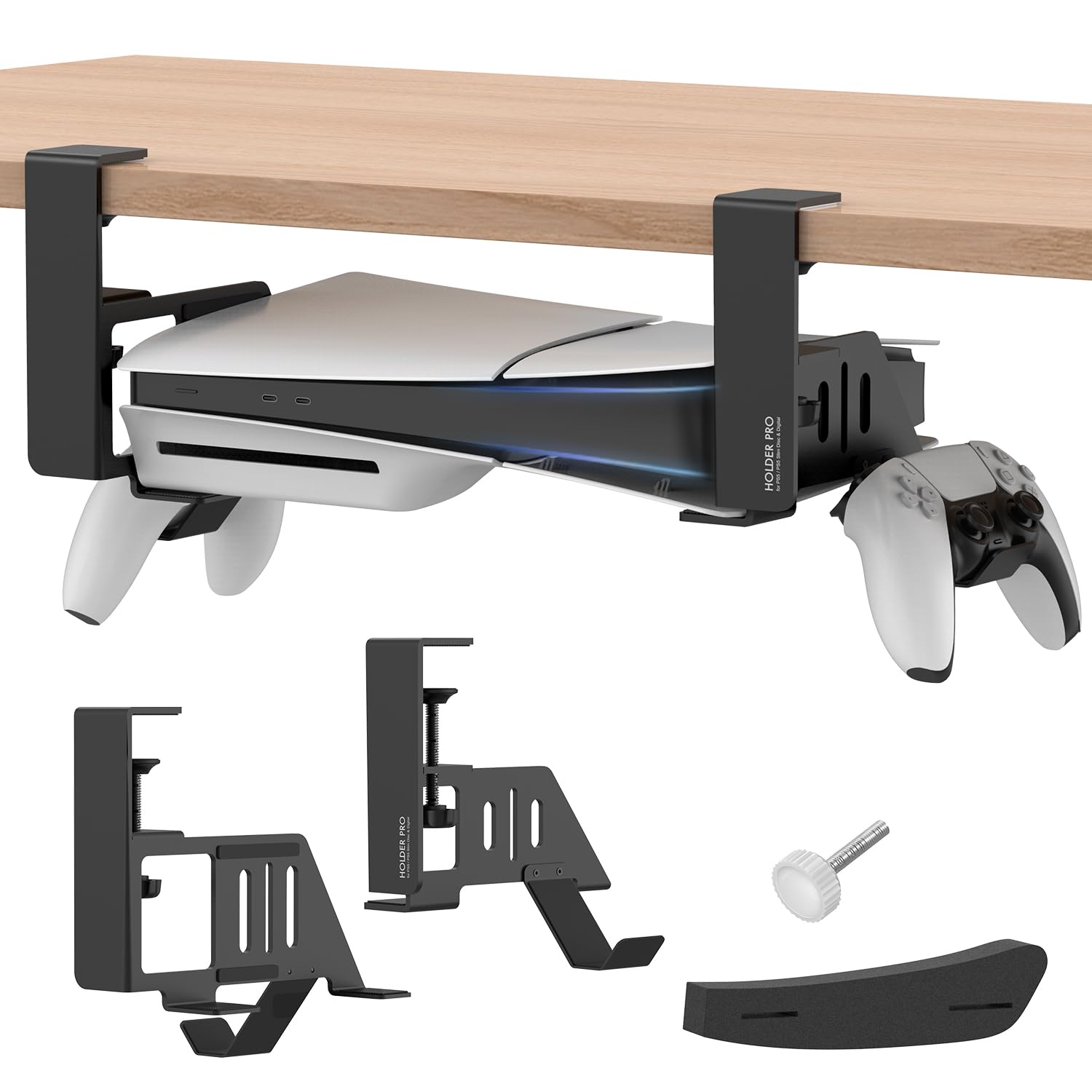 JUSPRO PS5 Under Desk Mount Holder Accessories Compaitble with PS5 Pro/Slim/Disc & Digital Edition Console