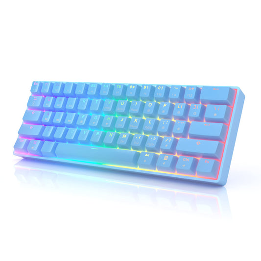 HK Gaming GK61 60% Mechanical Keyboard | Gateron Optical Yellow Switches | RGB Backlit | Blue
