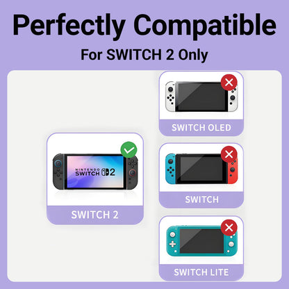 QUBAMG Switch 2 Thumb Caps - 8PCS Soft Silicone Joystick Covers, Non-Slip, Black