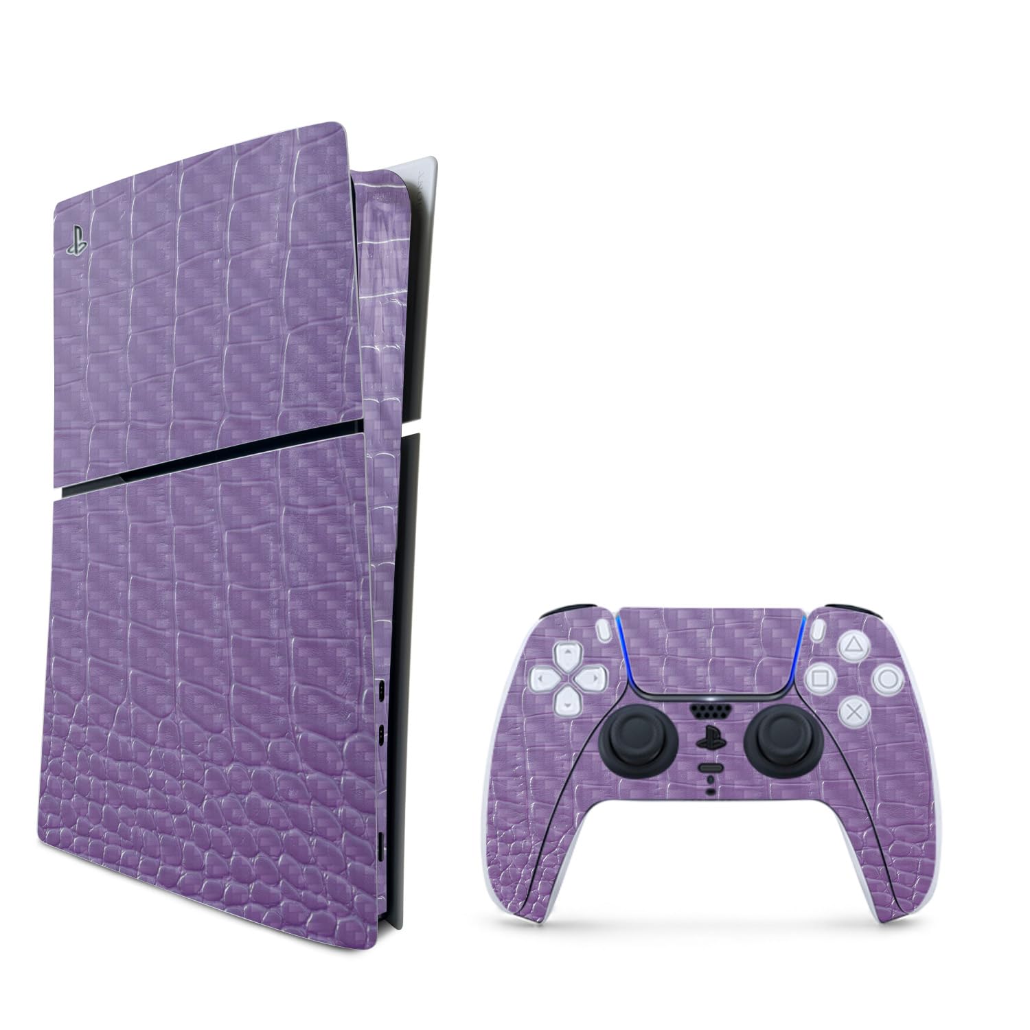 MightySkins Carbon Fiber Skin for PS5 Playstation 5 Slim Digital Edition Bundle - Purple Gator Skin Protective  Durable Textured Carbon Fiber Finish Easy to Apply Made in The USA