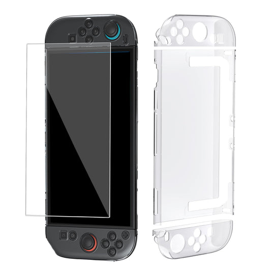 Dockable Clear Case for Switch 2(2025) with 7.9   Tempered Screen Glass Protector KAIPLAYHORIZON Protective Case PC Case Soft TPU Grip Cover for Joycons Anti-Scratch Shockproof