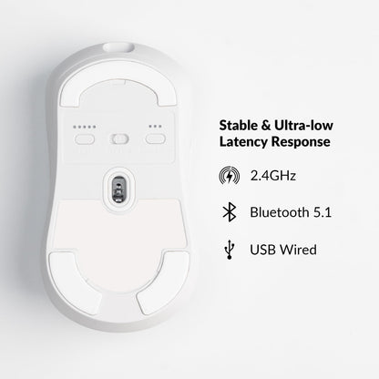 Keychron M3 Mini Wireless Optical Mouse - Bluetooth 5.1, 26,000 DPI, Ergonomic, White, Model M3M-A3