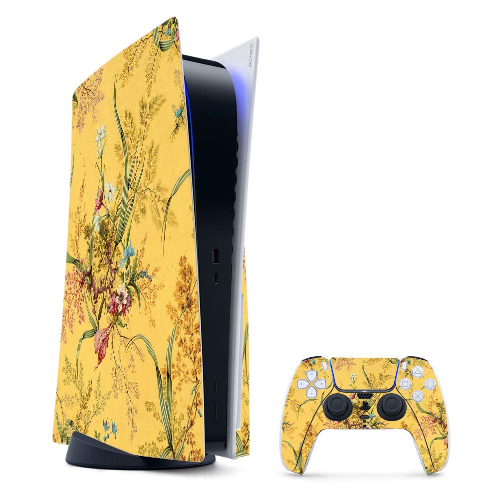 MightySkins Gaming Skin for PS5 / Playstation 5 Bundle - Yellow Marble End | Protective Viny wrap | Easy to Apply and Change Style | Made in The USA