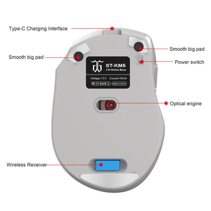 Snpurdiri 2.4G Wireless Gaming Keyboard & Mouse Combo, RGB Backlit, Small Size, White Grey Color