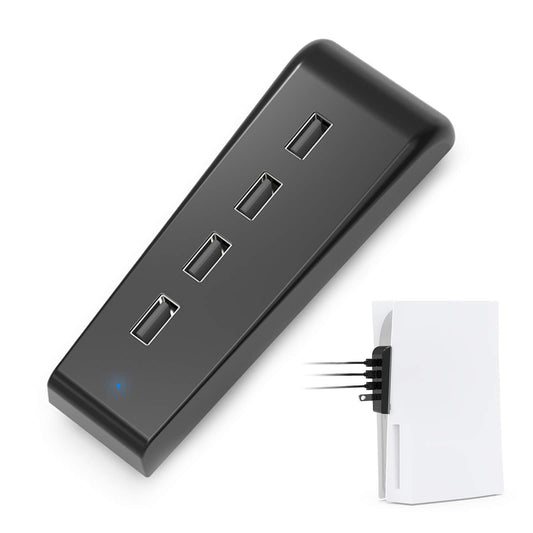 NexiGo PS5 4 Ports USB Hub  [Minimalist Design]  High-Speed Data Transfer  Fast Charging Ports for DualSense Controller  Splitter Expander for PlayStation 5 Disc & Digital Edition